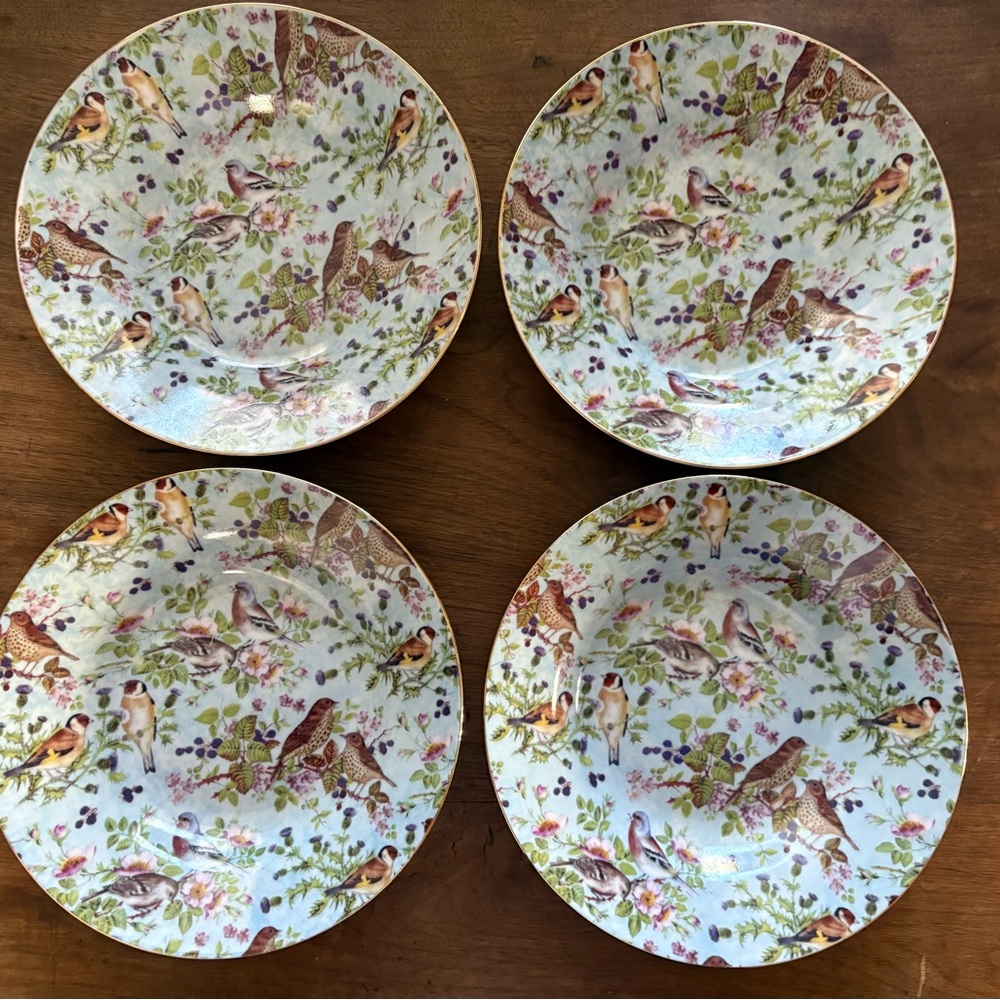 Mayfair Collection China By Jay Birds & Berries Salad Dessert Bowls Floral 8”